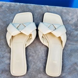 Zara cream flat slide sandals 37